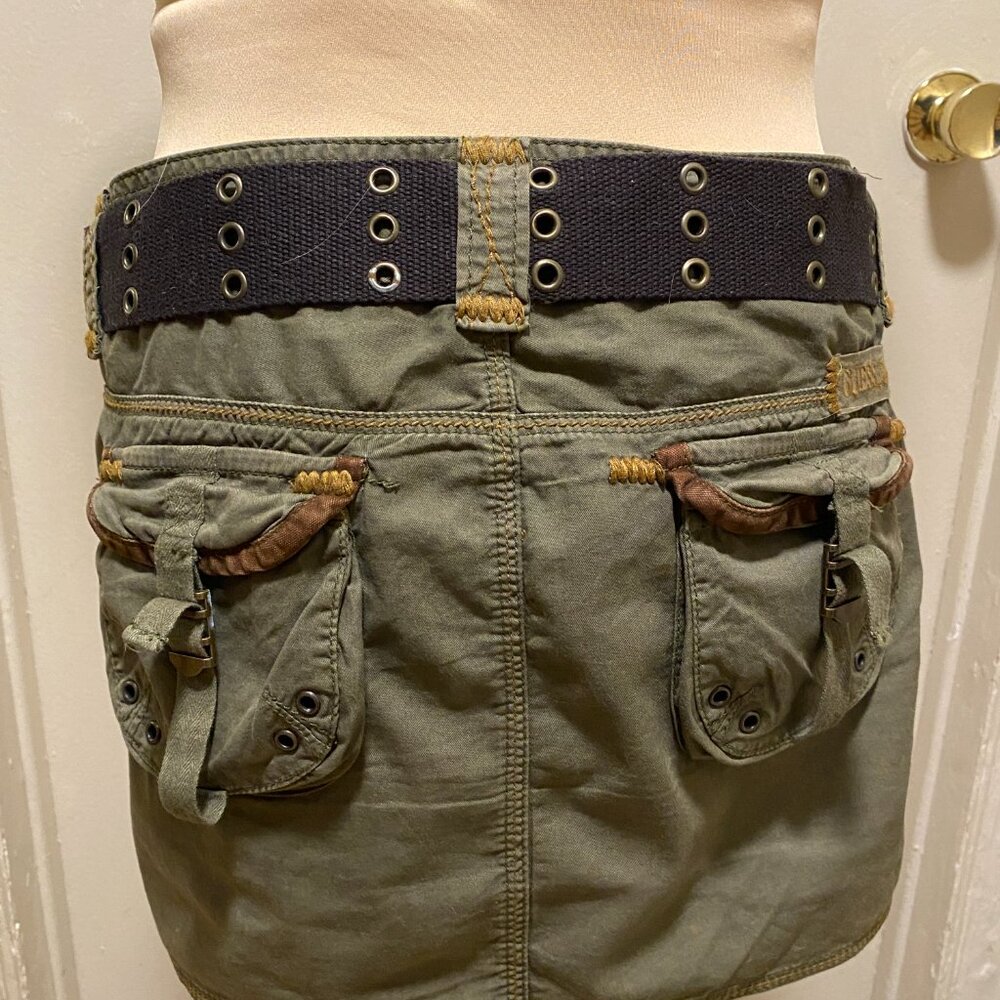 Guess Olive Green Cargo Grunge Miniskirt - Picture 4 of 12